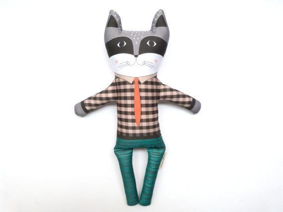 Raccoon Doll - Fabric Rag Doll