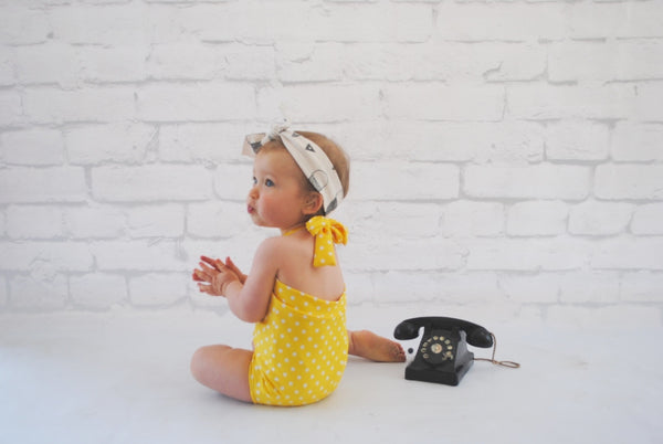 Yellow & white polka dot retro